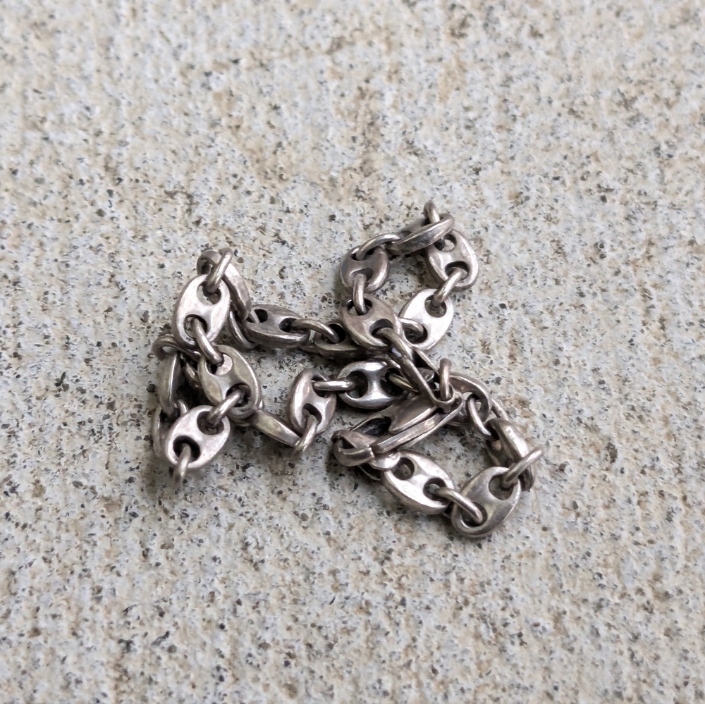 Vintage Milor Sterling Silver Bracelet Anchor Mariner Gucci 7.2y Italy Chain - Picture 8 of 13